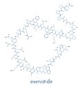 Exenatide diabetes drug molecule. Skeletal formula.