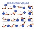 Exercise ball workout set. Idea of body health and training