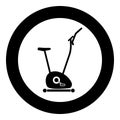 Exercise bicycle Stationary bike Exercycle icon black color illustration in circle round