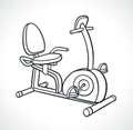 Exercise bike recumbent outline illustration