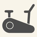 Exercise bike solid icon. Exercycle glyph style pictogram on beige background. Stationary fitness bike for mobile Royalty Free Stock Photo