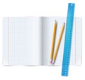 Exercise book with ruler Royalty Free Stock Photo