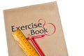 Exercise book with ruler and pencil Royalty Free Stock Photo