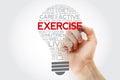 EXERCISE bulb word cloud collage with marker, health concept background Royalty Free Stock Photo