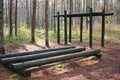 Exercise equipment in a forest park Royalty Free Stock Photo