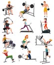 Exercise Equipment With People Set