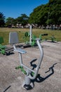 Exercise equipment in a public park Maghull May 2020 Royalty Free Stock Photo