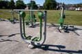 Exercise equipment in a public park Maghull May 2020 Royalty Free Stock Photo