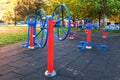 exercise equipment in public park in the morning Royalty Free Stock Photo