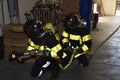 Exercise of the Fire Department from Sault, France Royalty Free Stock Photo