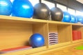 Exercise Fitness ball weights and fitness step board in gym fitness Royalty Free Stock Photo