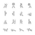 Exercise fitness line icon set, vector eps10