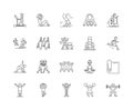 Exercise and fitness line icons, signs, vector set, outline illustration concept Royalty Free Stock Photo