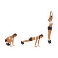 Exercise guide with woman doing the Squat Thrust Burpee position