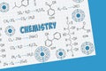 Exercise notes, chemistry formulas and equations, organic chemistry, chemical reactions, structural formula, atoms of chemical Royalty Free Stock Photo
