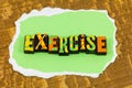 Exercise physical mental fitness strength healthy lifestyle letterpress