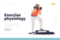 Exercise physiology concept of landing page with woman training in gym. Female workout with dumbbell Royalty Free Stock Photo