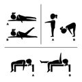 Exercise poses for healthy pictograms illustration