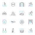 Exercise realm linear icons set. Fitness, Strength, Endurance, Health, Cardio, Flexibility, Agility line vector and