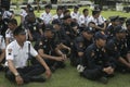 Exercise Safety Unit Officers Police Headquarters Building in Surakarta