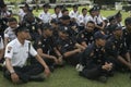 Exercise Safety Unit Officers Police Headquarters Building in Surakarta