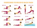 Exercise set to relieve back pain. Stretching and training