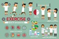 Exercise or sport for health and check your body infographics. v