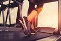Exercise treadmill cardio running workout at fitness Royalty Free Stock Photo