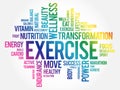 EXERCISE word cloud, fitness Royalty Free Stock Photo