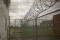 Exercise yard through window in prison