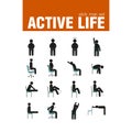 Exercises on chair stick man set