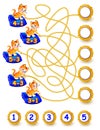 Exercises for children - need to solve examples and to write the numbers in relevant circles.