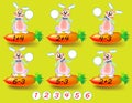 Exercises for children - need to solve examples and to write the numbers in relevant circles.