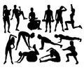 Exercises and Fitness Sport Activity Silhouettes, art vector design Royalty Free Stock Photo