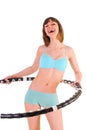 Exercises with hula hoop Royalty Free Stock Photo