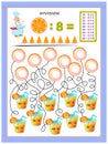 Exercises for kids with division table by number 8. Solve examples and write answers on bubbles. Royalty Free Stock Photo