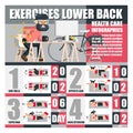 Exercises lower back health care infographics