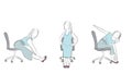 Exercises in the office on a chair. exercises for relaxation. vector