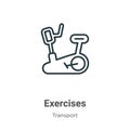 Exercises outline vector icon. Thin line black exercises icon, flat vector simple element illustration from editable transport Royalty Free Stock Photo