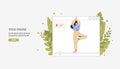 Exercises, sports, home fitness, online yoga broadcast live. Young female yoga instructor shows exercises in a