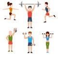 Exercises with weights and warm-up icons
