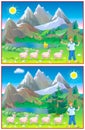 Exercises for young children - need to find 6 differences. Royalty Free Stock Photo