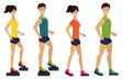 Exercising couple, fitness man and woman. Flat