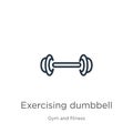 Exercising dumbbell icon. Thin linear exercising dumbbell outline icon isolated on white background from gym and fitness