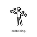 Exercising icon. Trendy modern flat linear vector Exercising icon on white background from thin line Activity and Hobbies collect