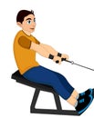 Exercising, man pulling weights, illustration Royalty Free Stock Photo