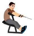 Exercising, man pulling weights, illustration Royalty Free Stock Photo