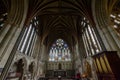 Lady Chapel in Exeter Cathedral, Altar, Stained Glass and Ceiling Royalty Free Stock Photo