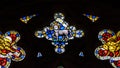 Stained Glass in Exeter Cathedral, West Window Tracery Light, La Royalty Free Stock Photo