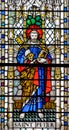 Stained Glass in Exeter Cathedral, West Window Lower Panel, Saint Peter C